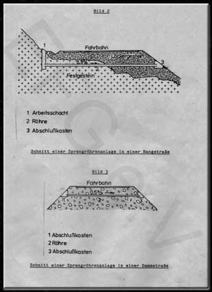 Schnitte einer Sprengröhrenanlage